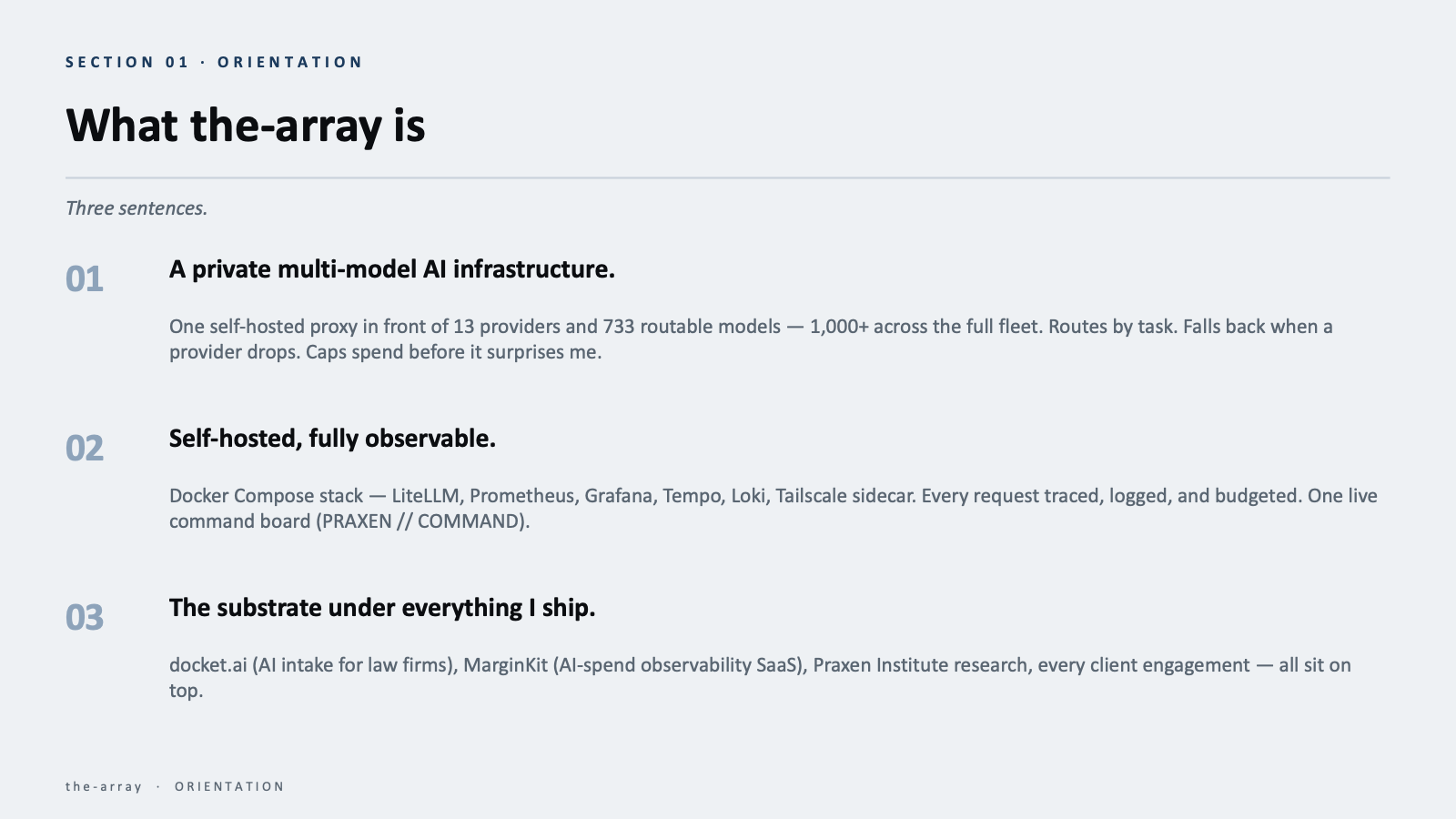 Slide 2 of 10 — Section 01, Orientation: What the-array is